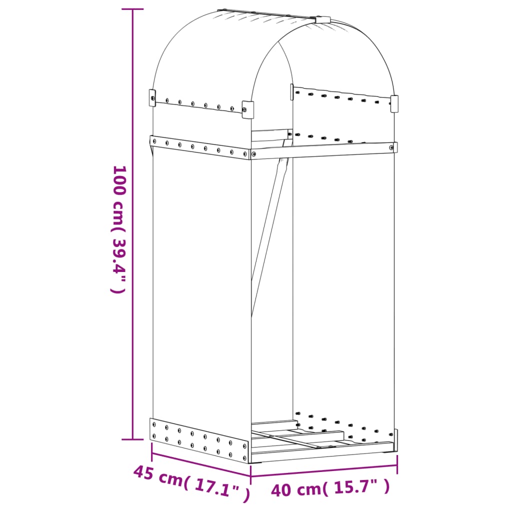 Suporte para lenha 40x45x100 cm Antracite Aço galvanizado