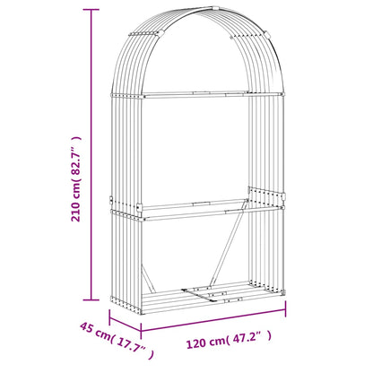 Suporte para lenha 120x45x210 cm Antracite Aço galvanizado