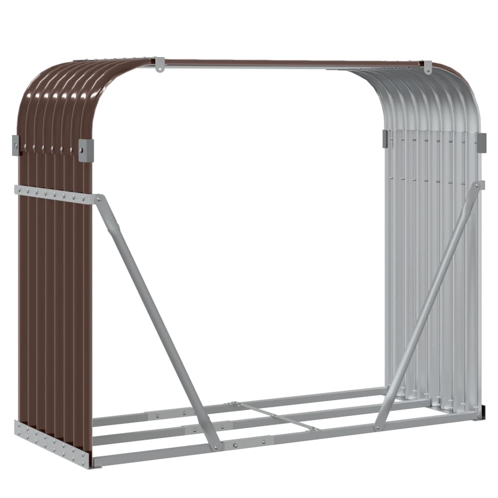 Suporte de lenha 120x45x100 cm aço galvanizado castanho