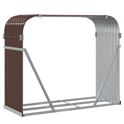 Suporte de lenha 120x45x100 cm aço galvanizado castanho
