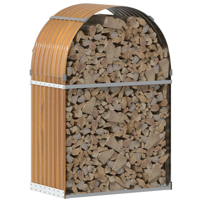 Suporte de lenha 80x45x120 cm aço galvanizado aspeto de madeira