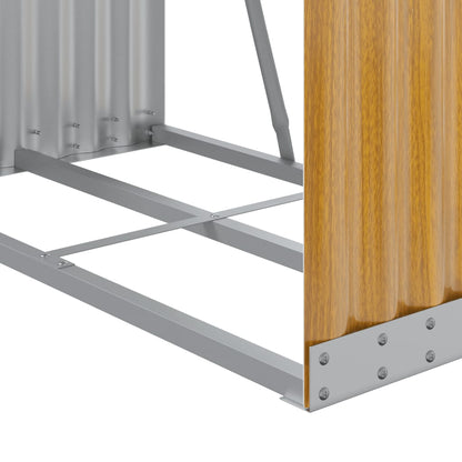 Suporte de lenha 80x45x120 cm aço galvanizado aspeto de madeira