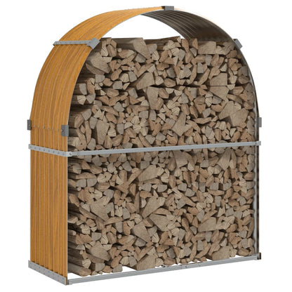 Suporte de lenha 120x45x140 cm aço galvanizado aspeto de madeira