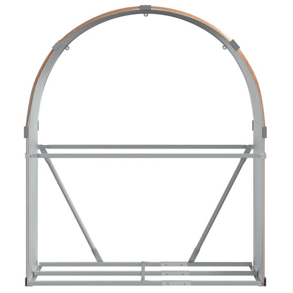Suporte de lenha 120x45x140 cm aço galvanizado aspeto de madeira