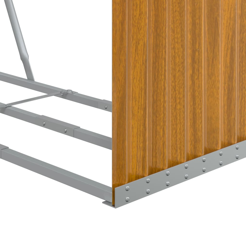 Suporte de lenha 120x45x140 cm aço galvanizado aspeto de madeira