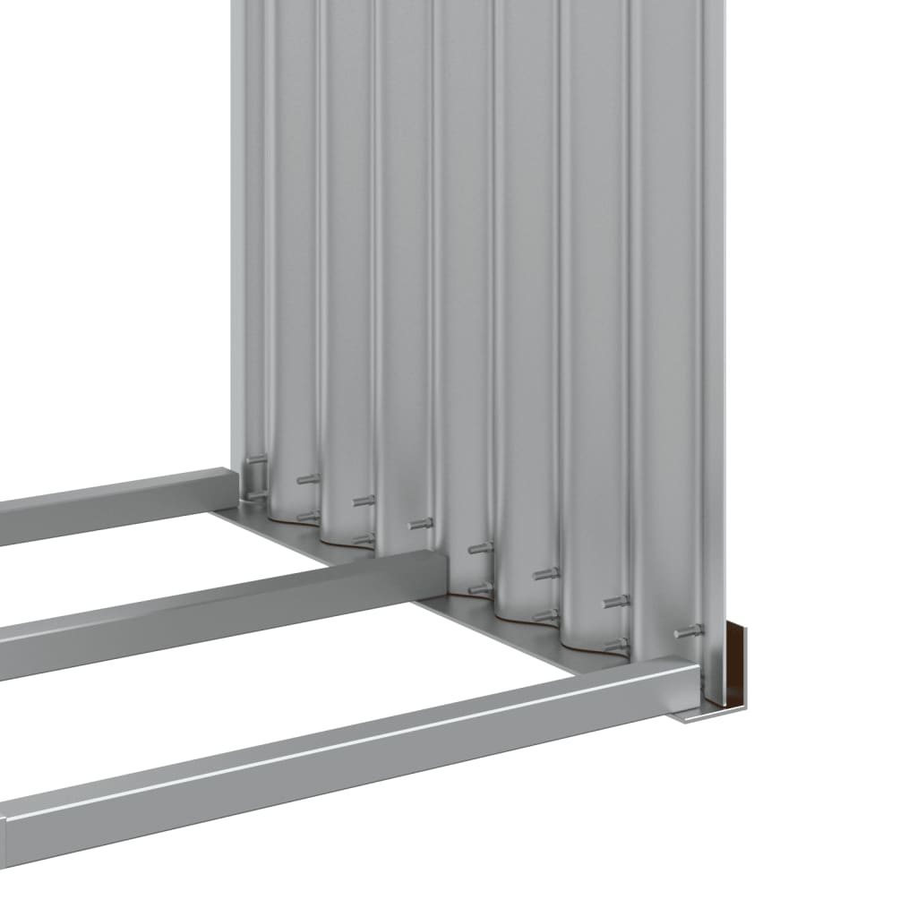 Suporte de lenha 120x45x140 cm aço galvanizado aspeto de madeira