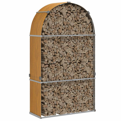 Suporte de lenha 120x45x210 cm aço galvanizado aspeto de madeira
