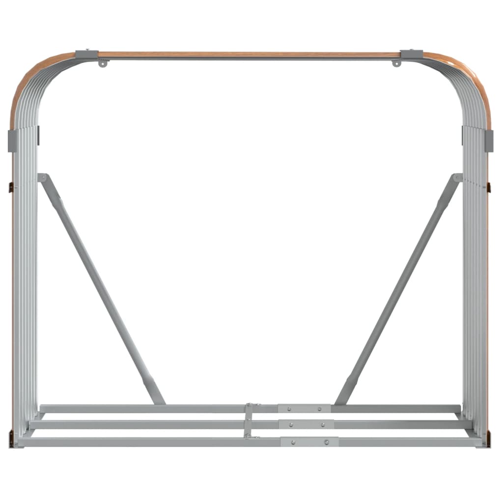 Suporte de lenha 120x45x100 cm aço galvanizado aspeto de madeira