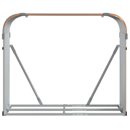 Suporte de lenha 120x45x100 cm aço galvanizado aspeto de madeira