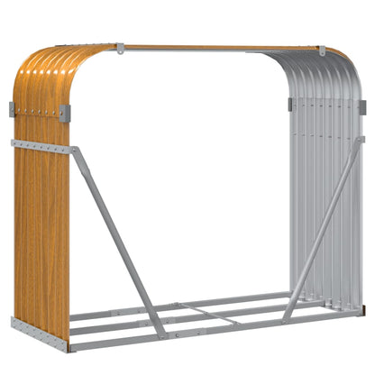 Suporte de lenha 120x45x100 cm aço galvanizado aspeto de madeira