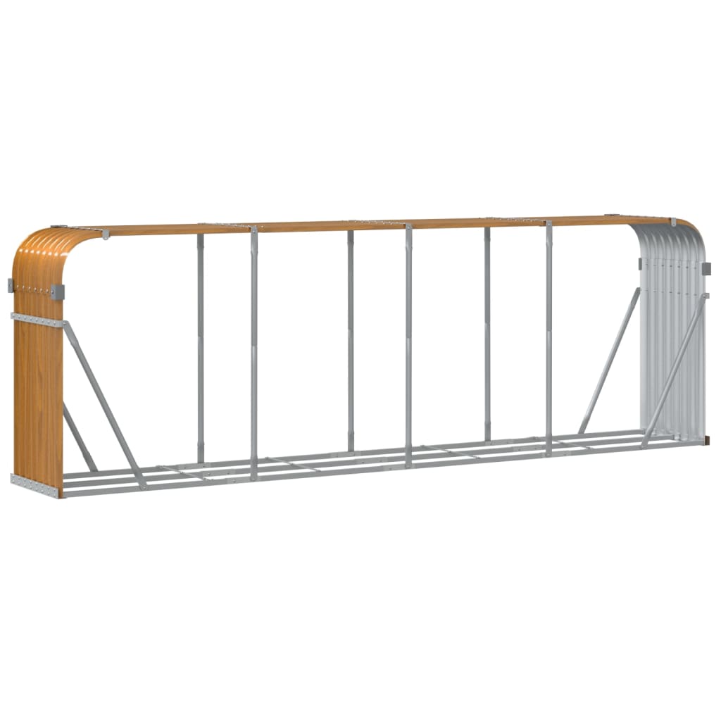 Suporte de lenha 300x45x100 cm aço galvanizado aspeto de madeira