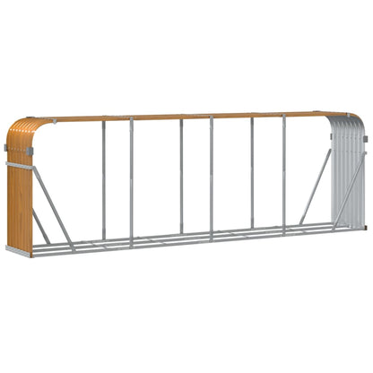Suporte de lenha 300x45x100 cm aço galvanizado aspeto de madeira