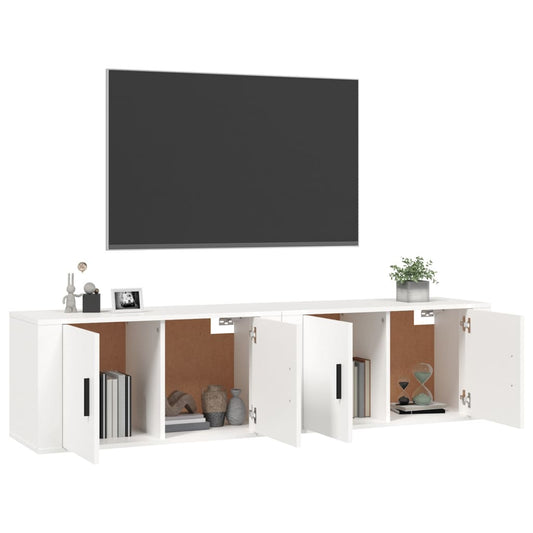 Móveis de TV de parede branco, 2 pcs
