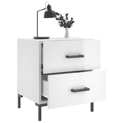 Mesas de cabeceira 2pcs derivados de madeira branco brilhante