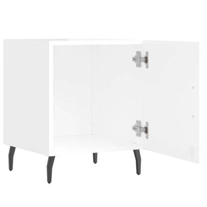 Mesa cabeceira 2pcs 40x40x50cm deriv. madeira branco brilhante