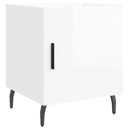 Mesa cabeceira 2pcs 40x40x50cm deriv. madeira branco brilhante