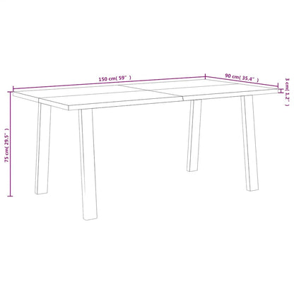 Mesa de jantar 150x90x75 cm madeira de acácia maciça