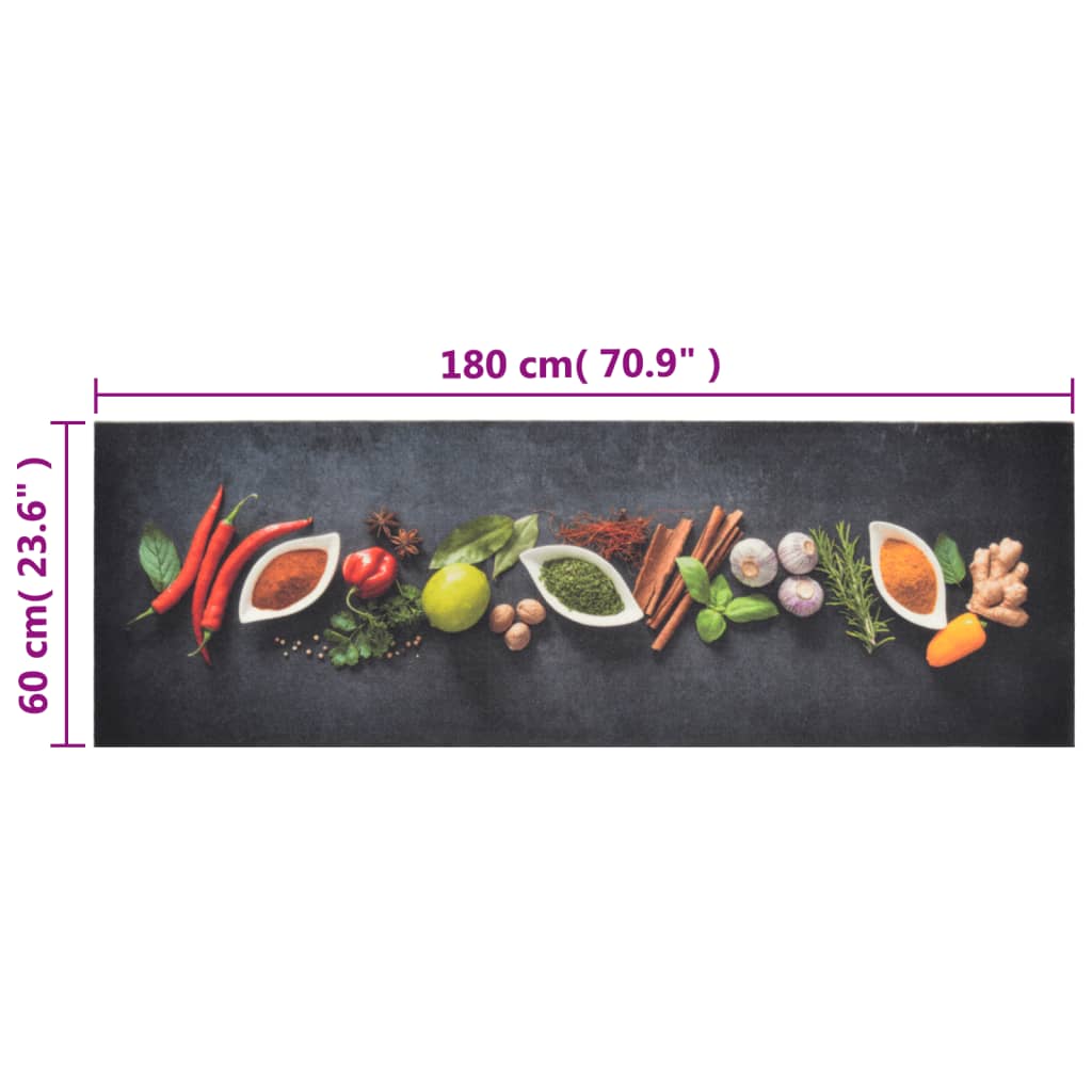 Tapete de cozinha lavável 60x180 cm veludo padrão especiarias