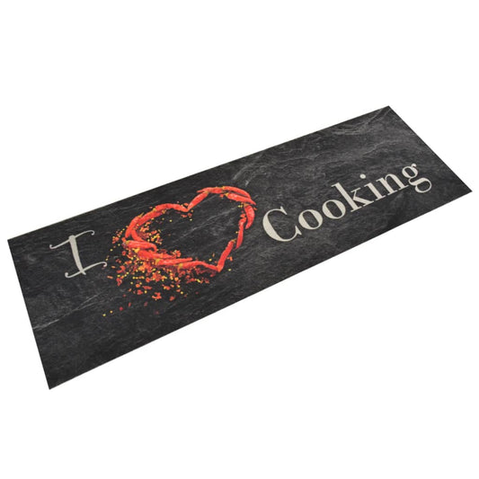 Tapete de cozinha lavável 60x180 cm veludo padrão cooking preto