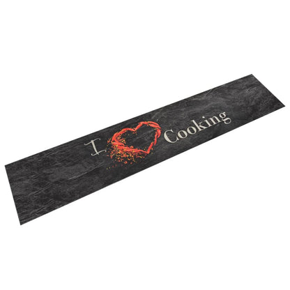 Tapete de cozinha lavável 60x300 cm veludo padrão cooking preto