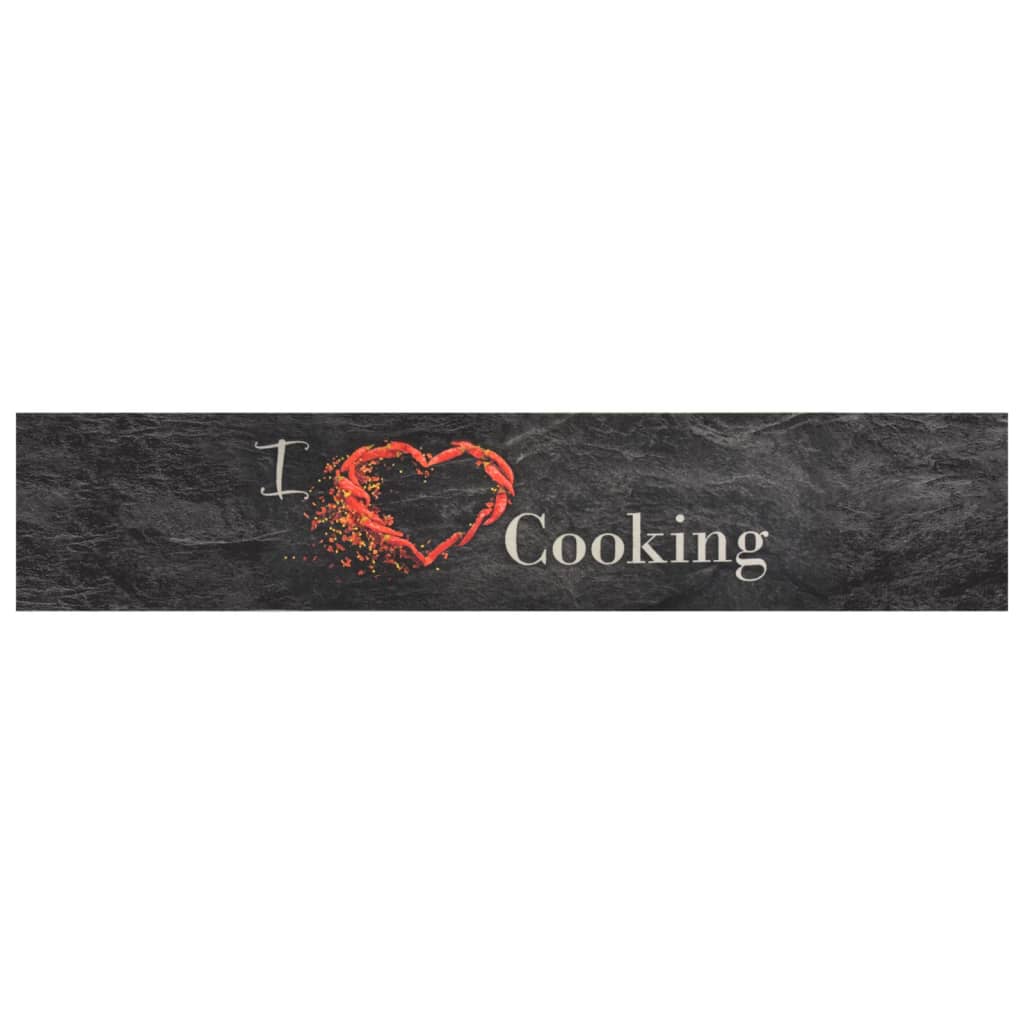 Tapete de cozinha lavável 60x300 cm veludo padrão cooking preto