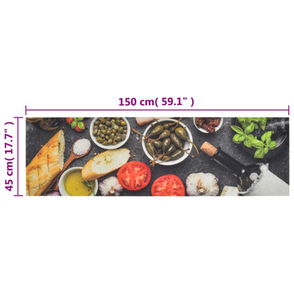 Tapete de cozinha lavável 45x150 cm veludo padrão vinho/jantar
