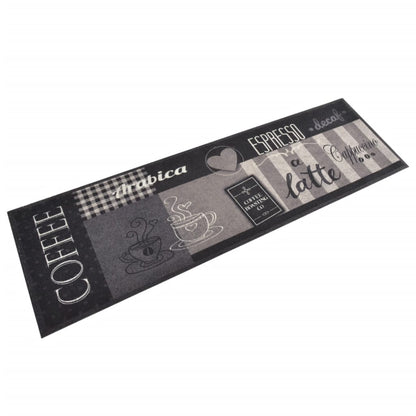 Tapete de cozinha lavável 45x150 cm veludo padrão café preto