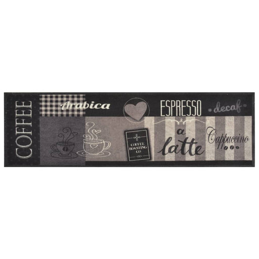 Tapete de cozinha lavável 45x150 cm veludo padrão café preto