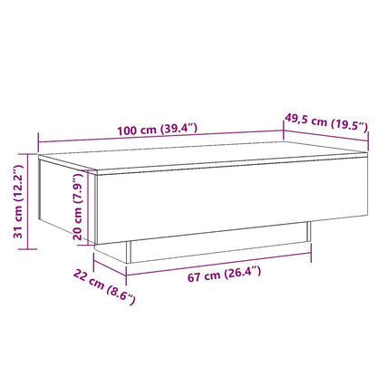 Mesa de centro 100x49,5x31 cm derivados de madeira branco