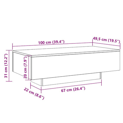 Mesa de centro 100x49,5x31 cm derivados de madeira cinza sonoma