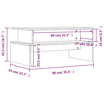 Mesa de centro 90x55x42,5cm derivados madeira carvalho fumado