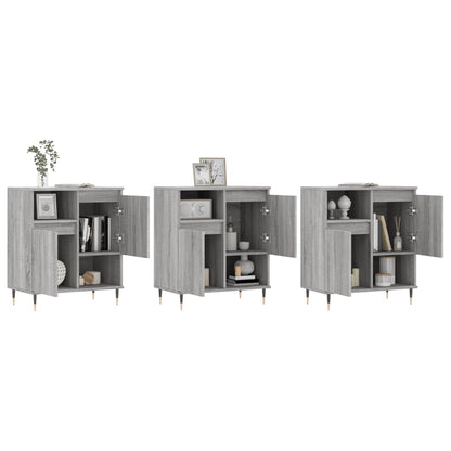 Aparadores 3 pcs madeira processada cinzento sonoma