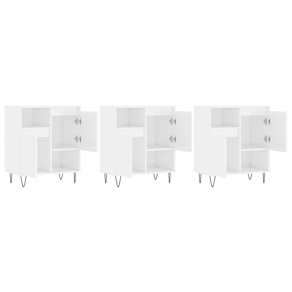 Aparadores 3 pcs derivados de madeira branco brilhante