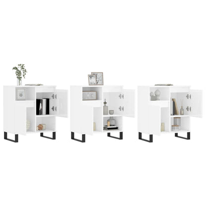 Aparadores 3 pcs derivados de madeira branco brilhante