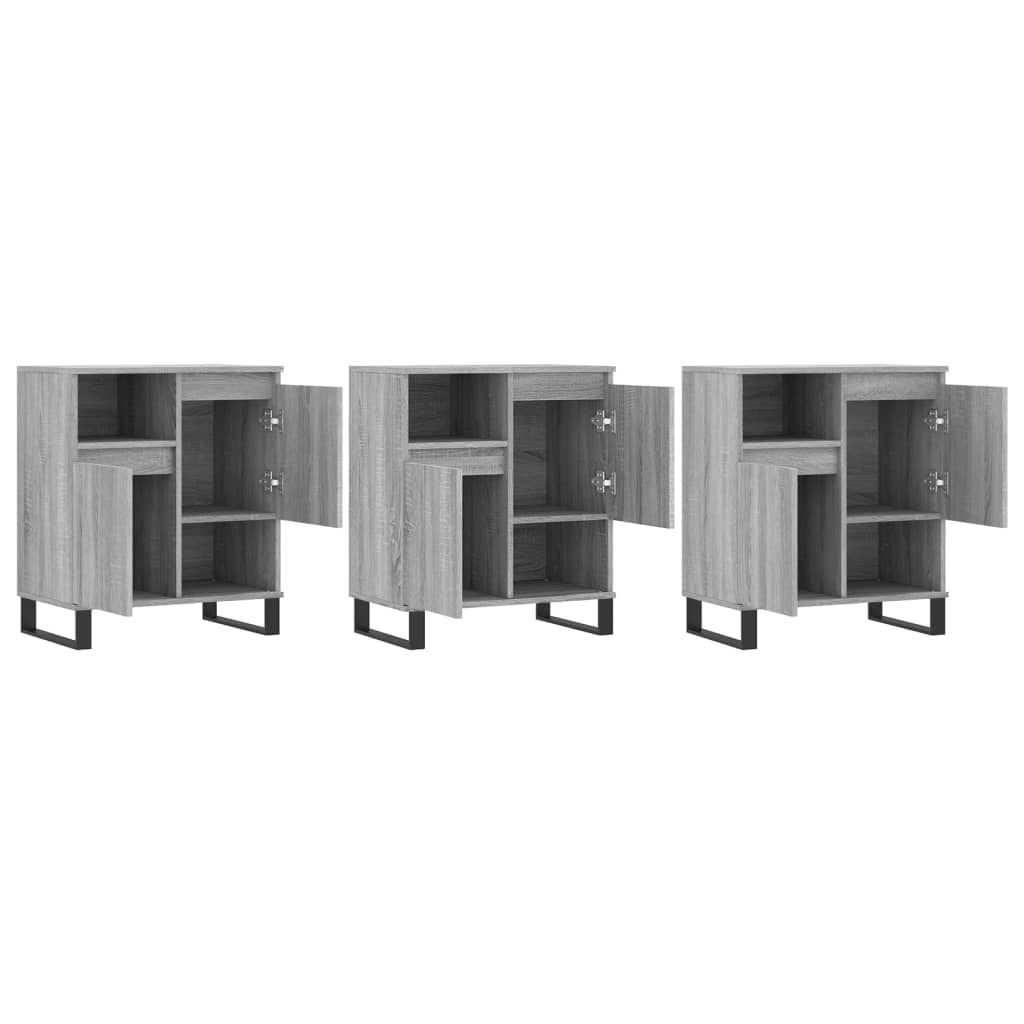 Aparadores 3 pcs madeira processada cinzento sonoma