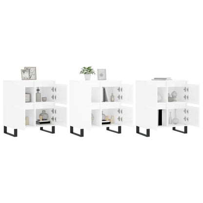 Aparadores 3 pcs derivados de madeira branco brilhante