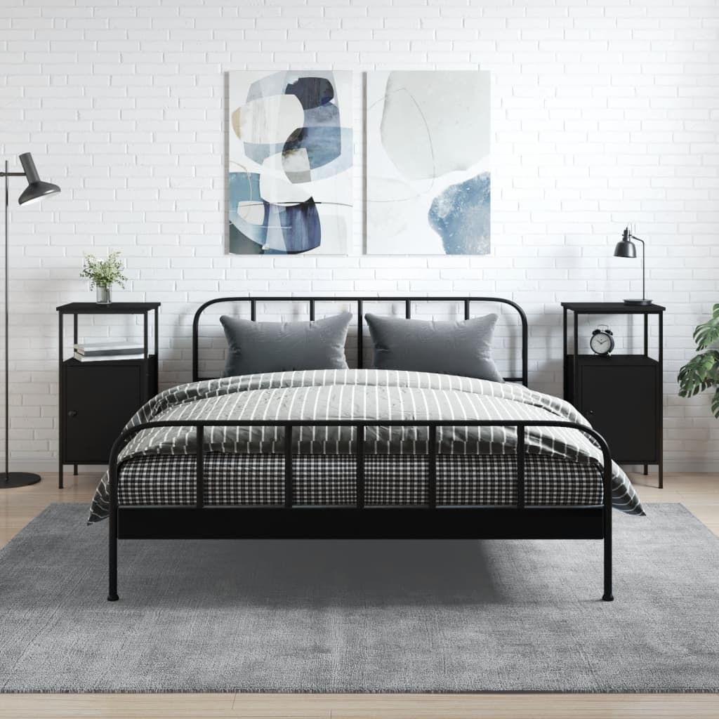 Mesas de cabeceira 2 pcs 41x31x80 cm derivados de madeira preto