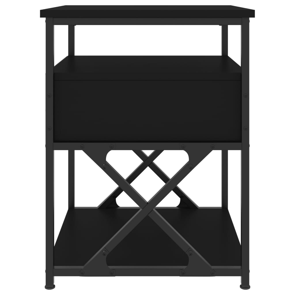 Mesa de cabeceira 2 pcs 40x42x55 cm derivados de madeira preto