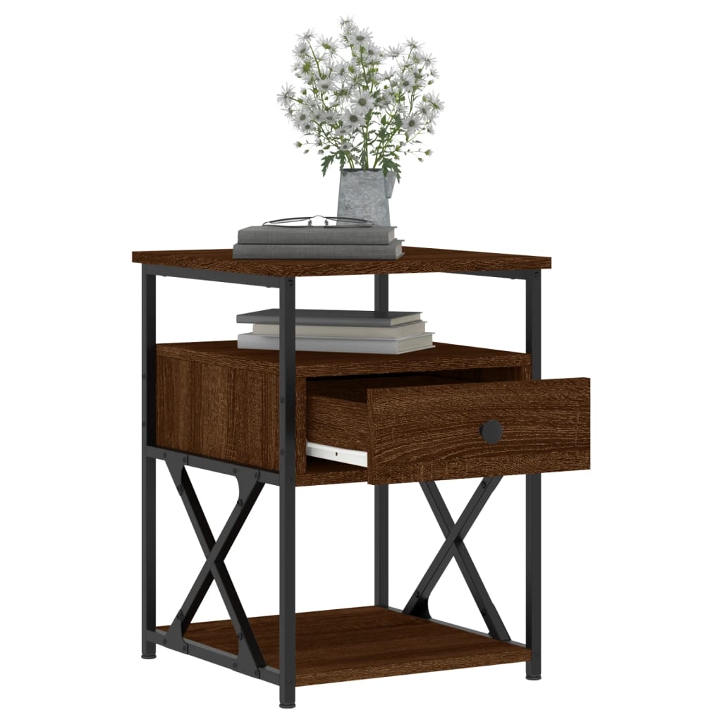 Mesas de cabeceira 2 pcs derivados de madeira carvalho castanho