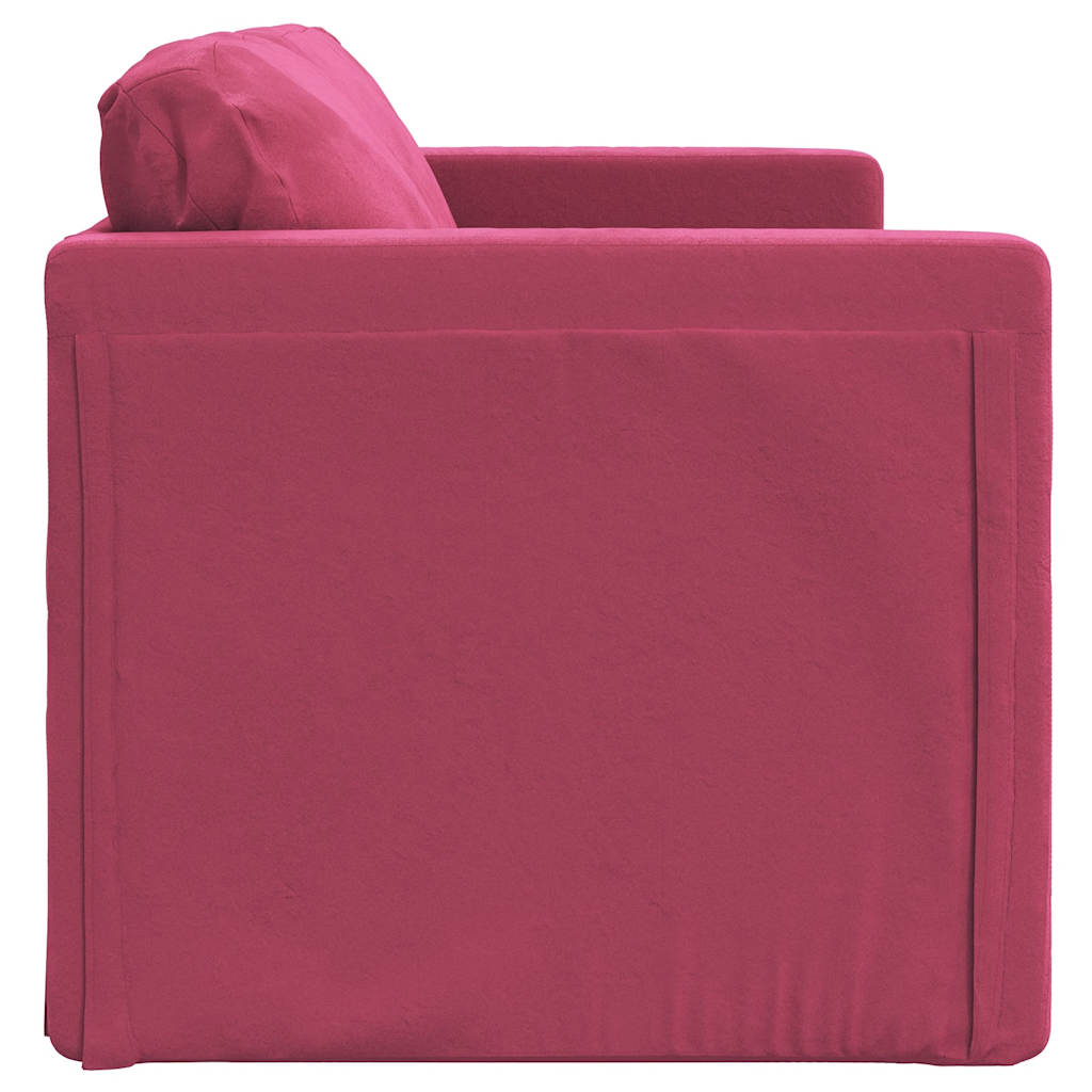 Sofá-cama sem pés 122x204x55 cm veludo vermelho tinto