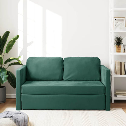 Sofá-cama sem pés 122x204x55 cm veludo verde-escuro