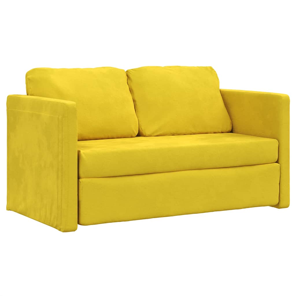 Sofá-cama sem pés 122x204x55 cm veludo amarelo-escuro
