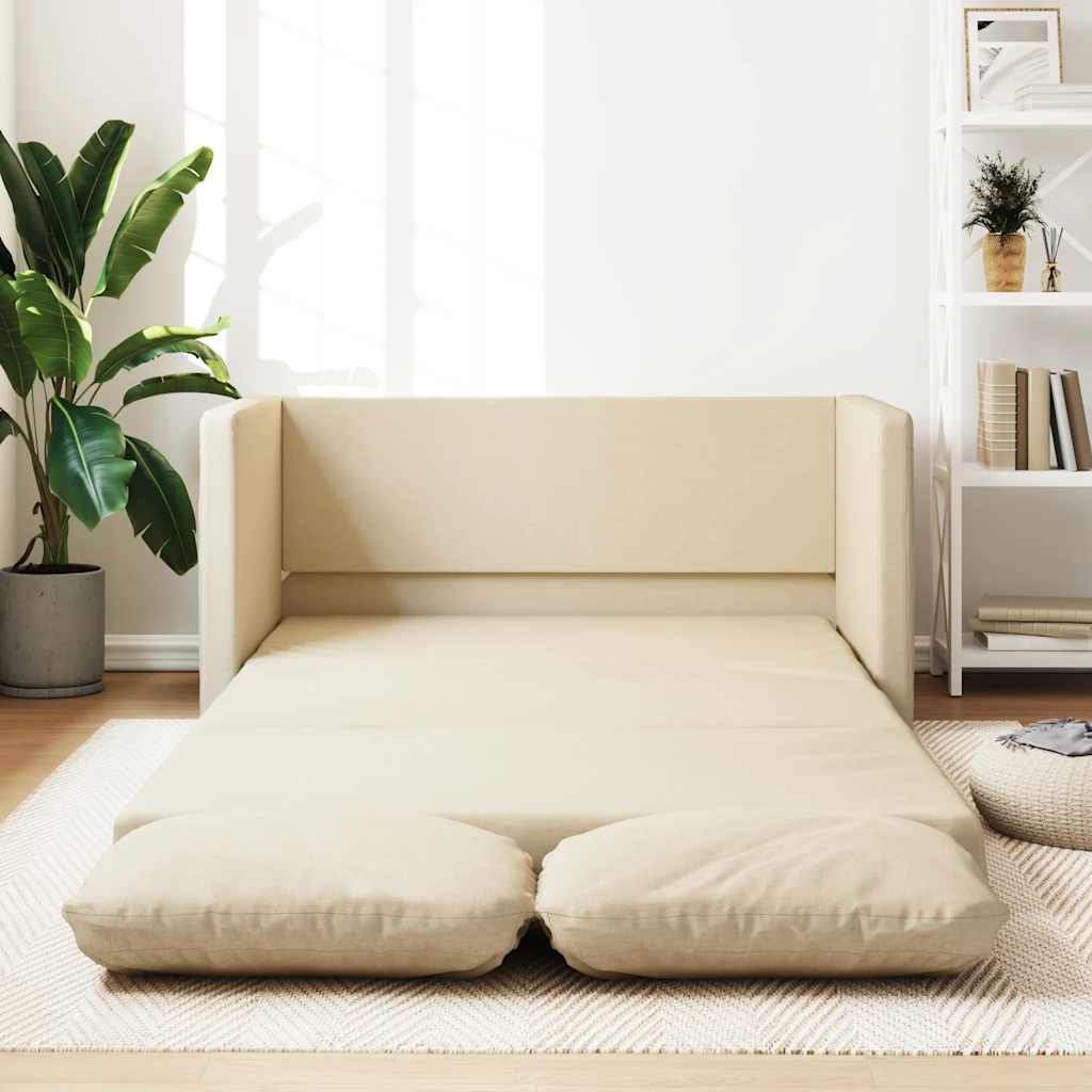 Sofá-cama sem pés 112x174x55 cm tecido cor creme