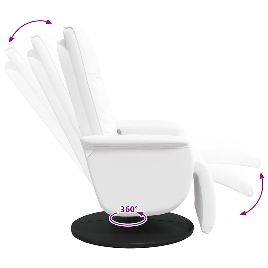 Cadeira massagens reclinável c/apoio pés couro artif. branco