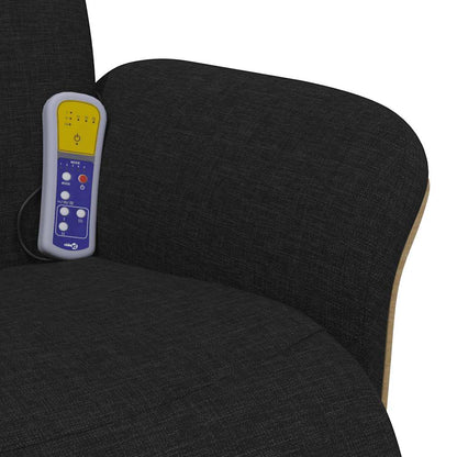 Cadeira massagens reclinável com apoio de pés tecido preto