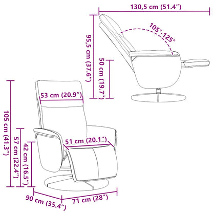 Cadeira reclinável com apoio de pés couro artificial branco
