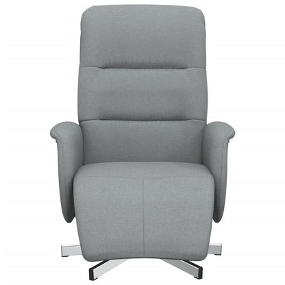 Cadeira reclinável com apoio de pés tecido cinzento-claro