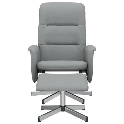 Cadeira reclinável com banco p/ pés tecido cinzento-claro