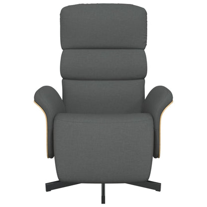 Cadeira reclinável com apoio de pés tecido cinzento-escuro