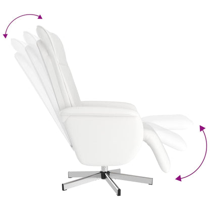 Cadeira reclinável com apoio de pés couro artificial branco